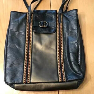 Accents by Sharif vintage leather crocodile bag w/ top handle + crossbody strap